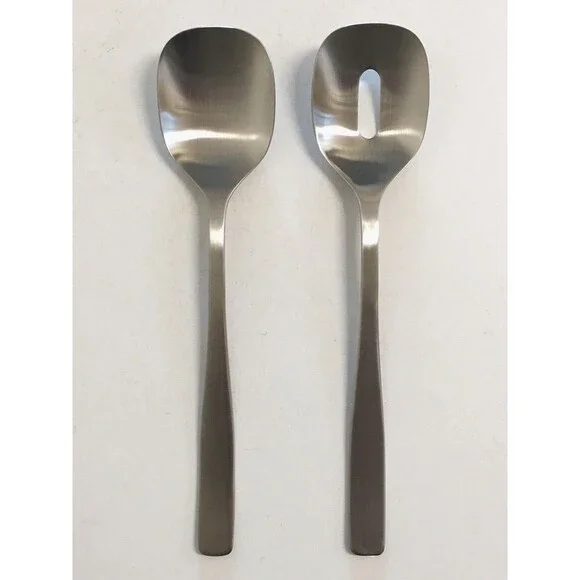 New A di Alessi 2 pc Salad Set Serving Spoons by Jasper Morrison 2004 Flatware